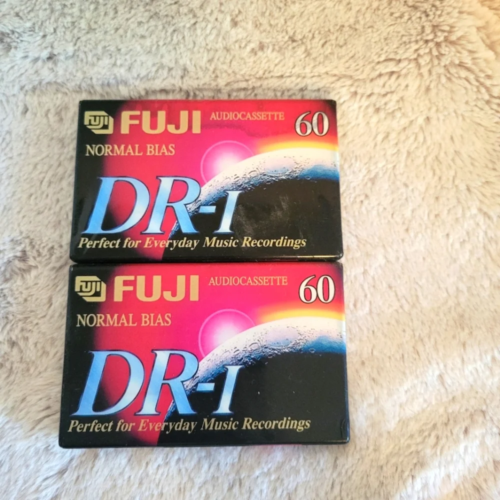 Lot of 2 New Fuji DR-I Extra Slim Case 60 Min Audio Cassette Tapes NEW Sealed